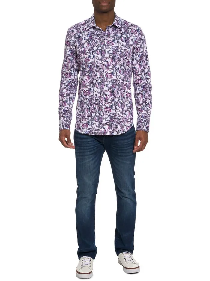 Men CICCIO LONG SLEEVE BUTTON DOWN SHIRT Wine Robert Graham Button Down Shirts