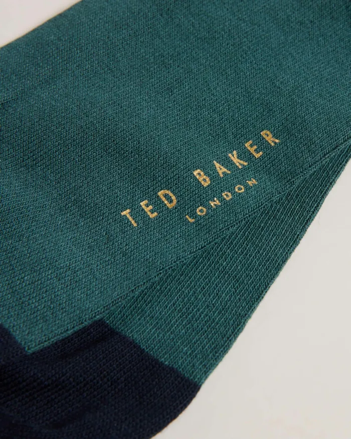 Men CORECOL 8211 Plain Crew Socks Dark Green Ted Baker Socks