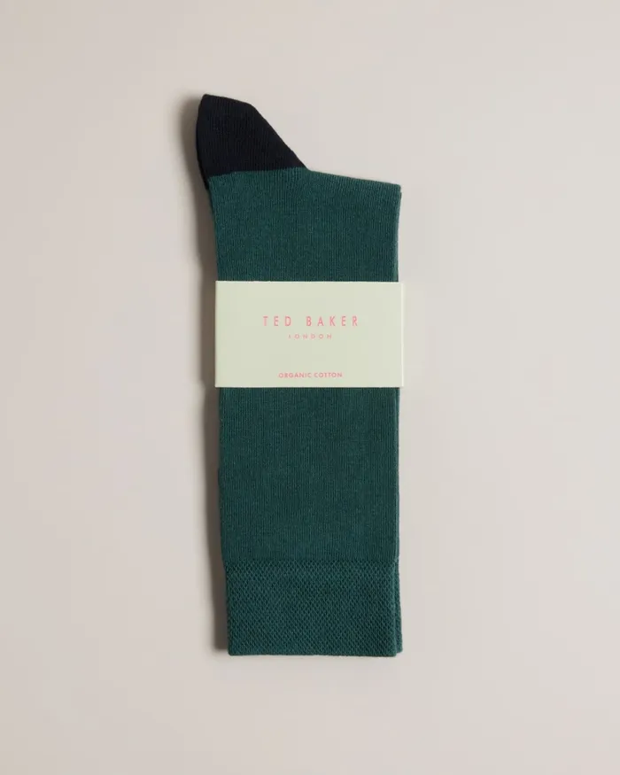 Men CORECOL 8211 Plain Crew Socks Dark Green Ted Baker Socks