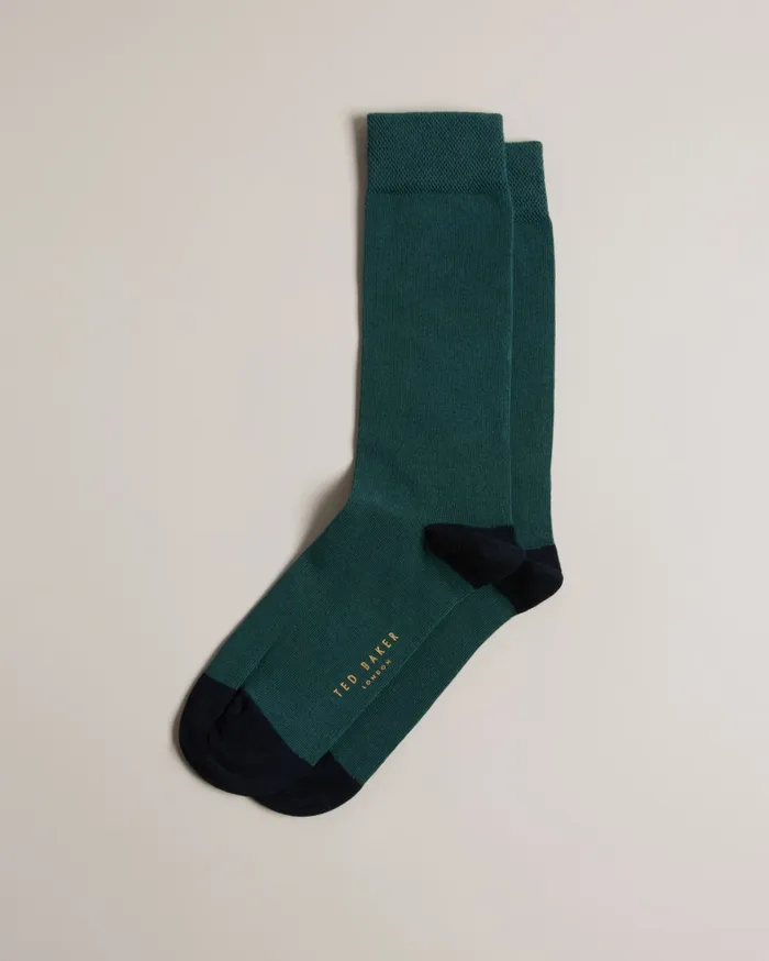 Men CORECOL 8211 Plain Crew Socks Dark Green Ted Baker Socks