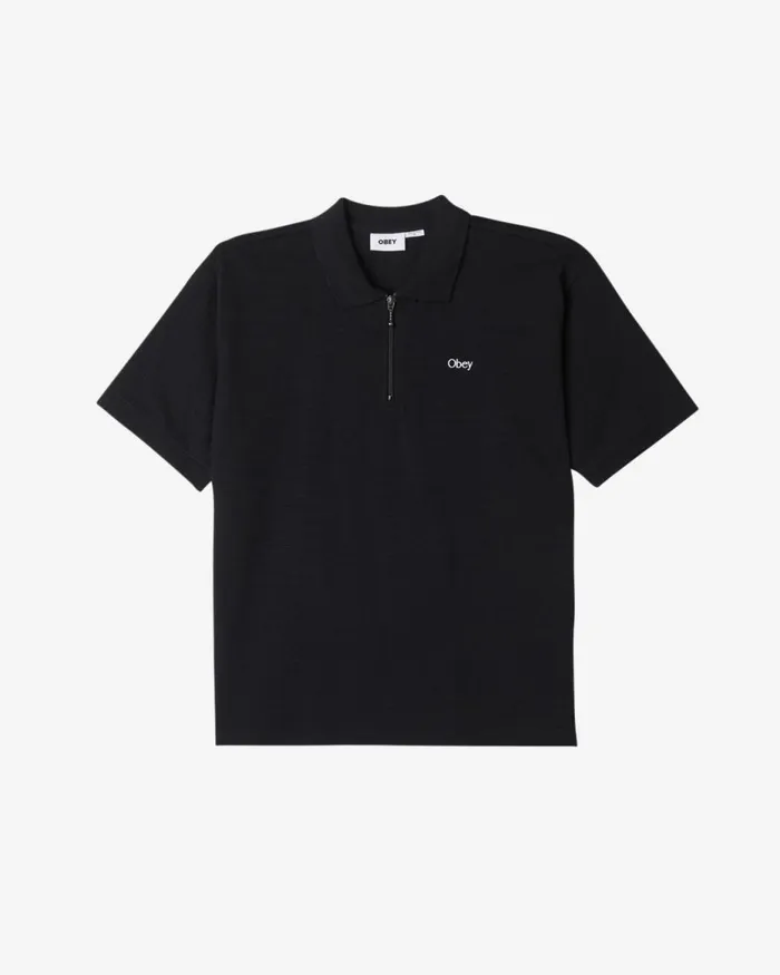 Men ESCAPE ZIP POLO Black OBEY Clothing TOPS