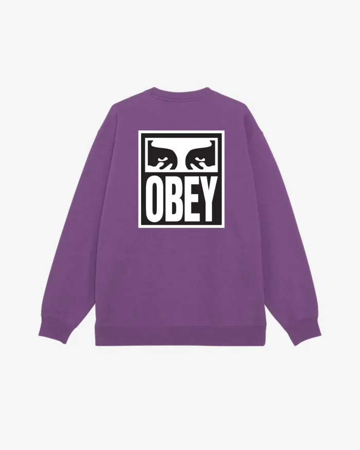 Men EYES ICON II HEAVYWEIGHT CREWNECK Dewberry OBEY Clothing SWEATSHIRTS