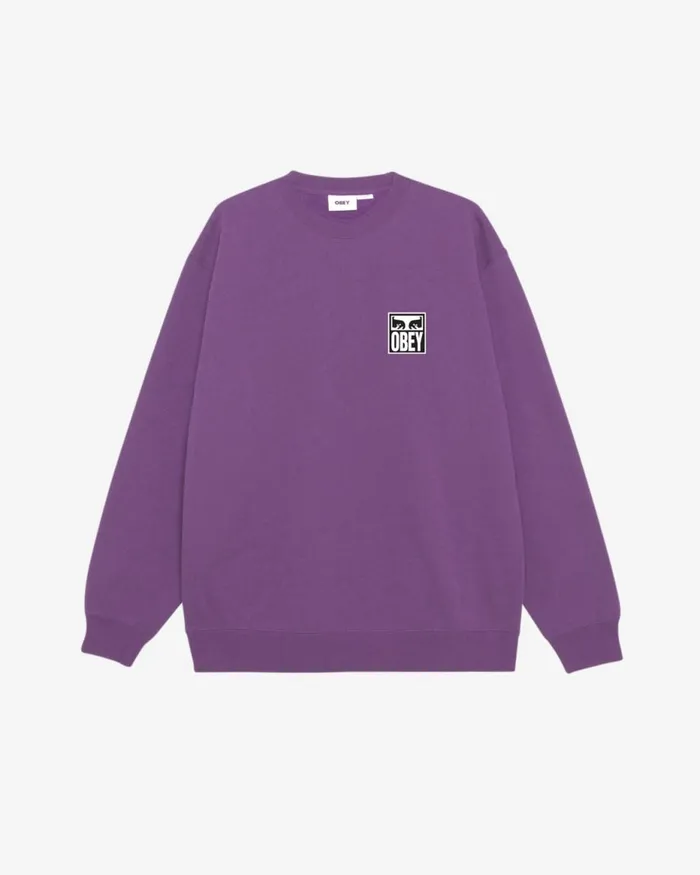 Men EYES ICON II HEAVYWEIGHT CREWNECK Dewberry OBEY Clothing SWEATSHIRTS