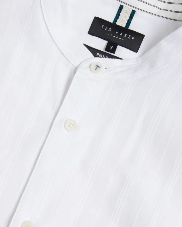 Men FIER 8211 Textured Stripe Grandad Collar Shirt White Ted Baker Shirts Men FIER 8211 Textured Stripe Grandad Collar Shirt White Ted Baker Shirts