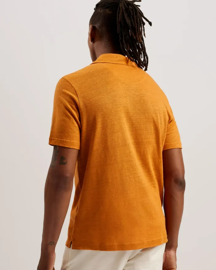 Men FLINPO 8211 Linen Revere Collar Polo Shirt Medium Orange Ted Baker Tops Men FLINPO 8211 Linen Revere Collar Polo Shirt Medium Orange Ted Baker Tops