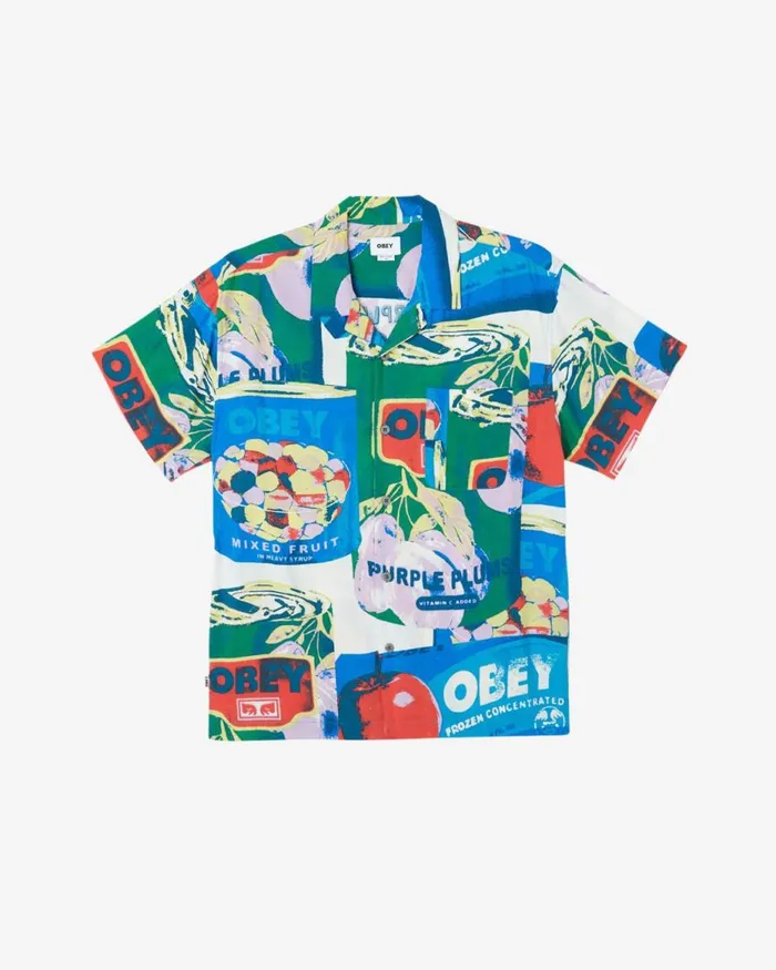 Men FRUIT CANS SS SHIRT Lily White Multi OBEY Clothing TOPS