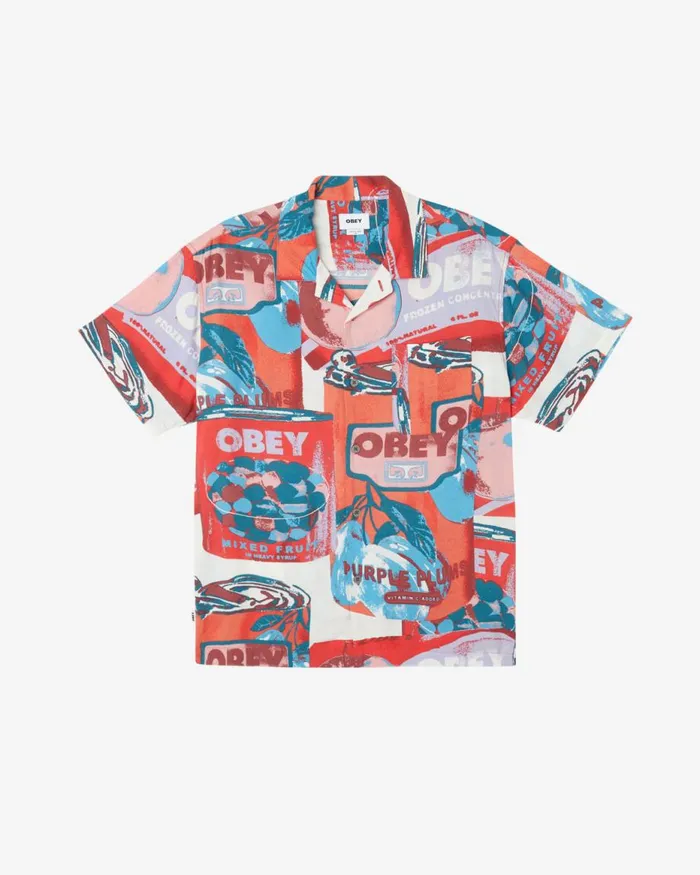 Men FRUIT CANS SS SHIRT Lily White Multi OBEY Clothing TOPS