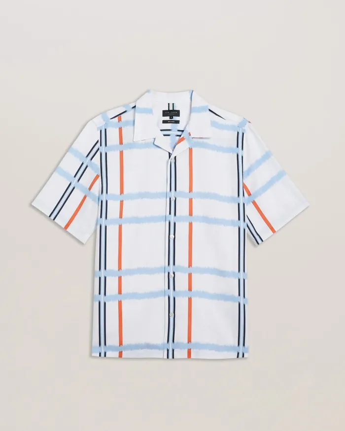 Men GARDON 8211 Relaxed Fit Multi Stripe Check Shirt White Ted Baker Shirts