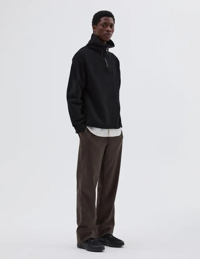 Men Half Zip Sweater Black Margaret Howell Knitwear