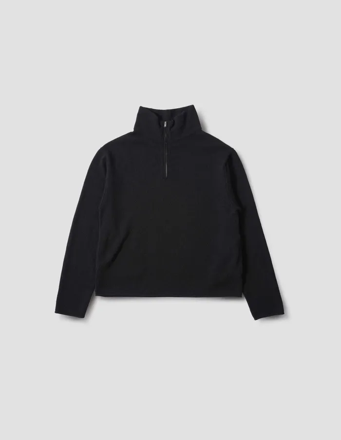 Men Half Zip Sweater Black Margaret Howell Knitwear