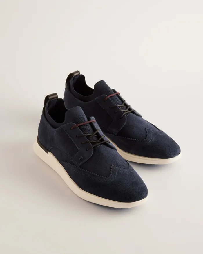 Men HALTONN 8211 Suede Wing Tip Hybrid Trainers Navy Ted Baker Trainers Men HALTONN 8211 Suede Wing Tip Hybrid Trainers Navy Ted Baker Trainers
