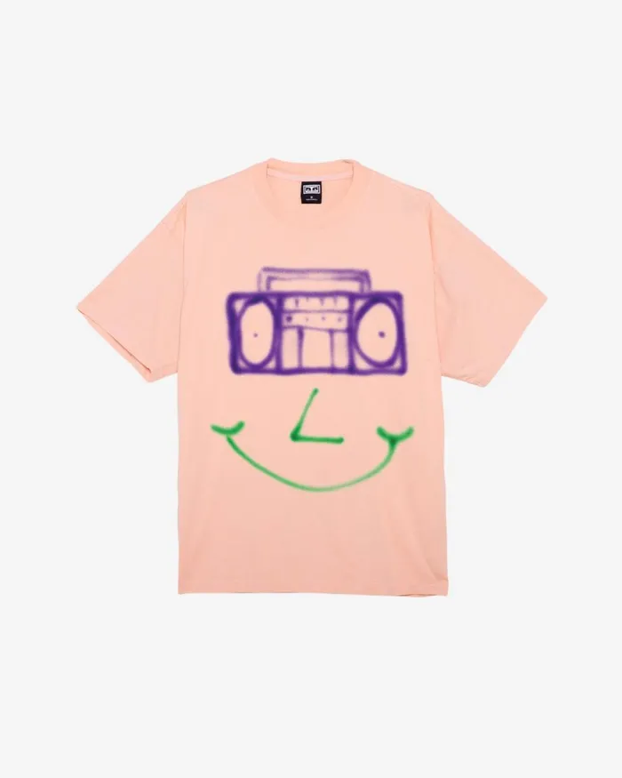 Men HAPPY BOOMBOX HEAVYWEIGHT TSHIRT White OBEY Clothing TSHIRTS
