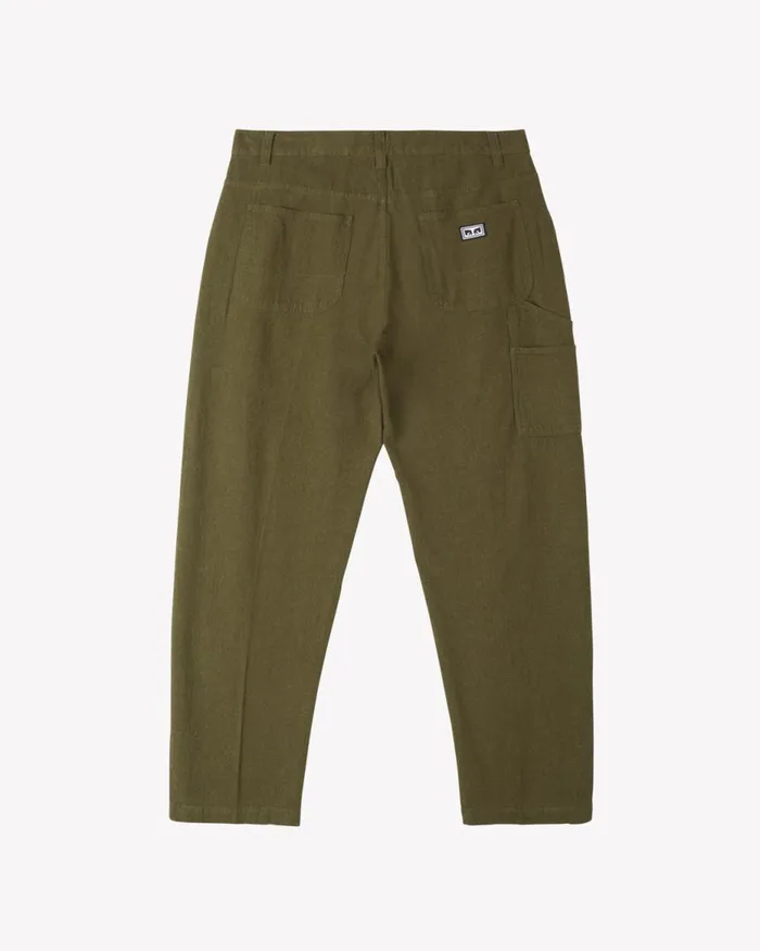 Men HARDWORK LINEN CARPENTER PANT Recon Army OBEY Clothing BOTTOMS