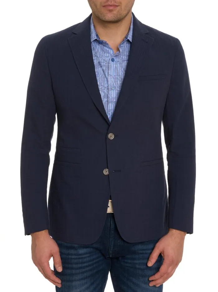 Men HARLOW SEERSUCKER BLAZER Navy Robert Graham Blazers