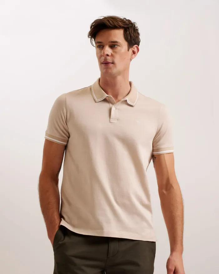 Men HELTA 8211 Stripe Detail Slim Fit Polo Shirt Taupe Ted Baker Polo Shirts Men HELTA 8211 Stripe Detail Slim Fit Polo Shirt Taupe Ted Baker Polo Shirts