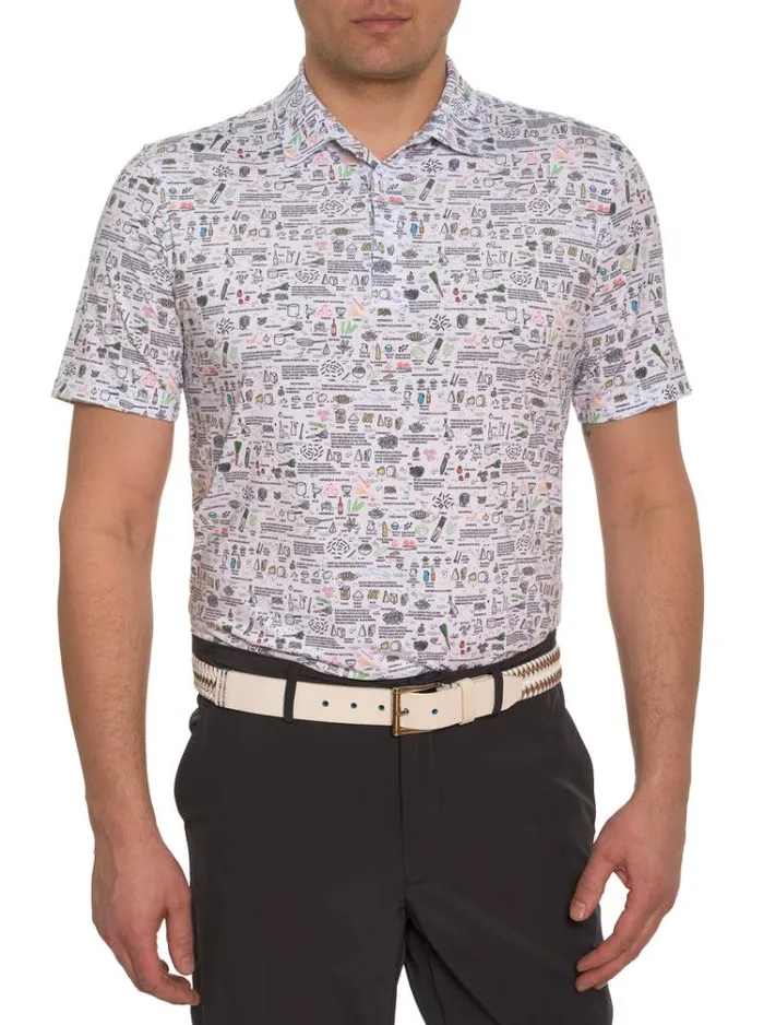 Men ITALIAN PASTA PERFORMANCE POLO White Robert Graham Polos and TShirts