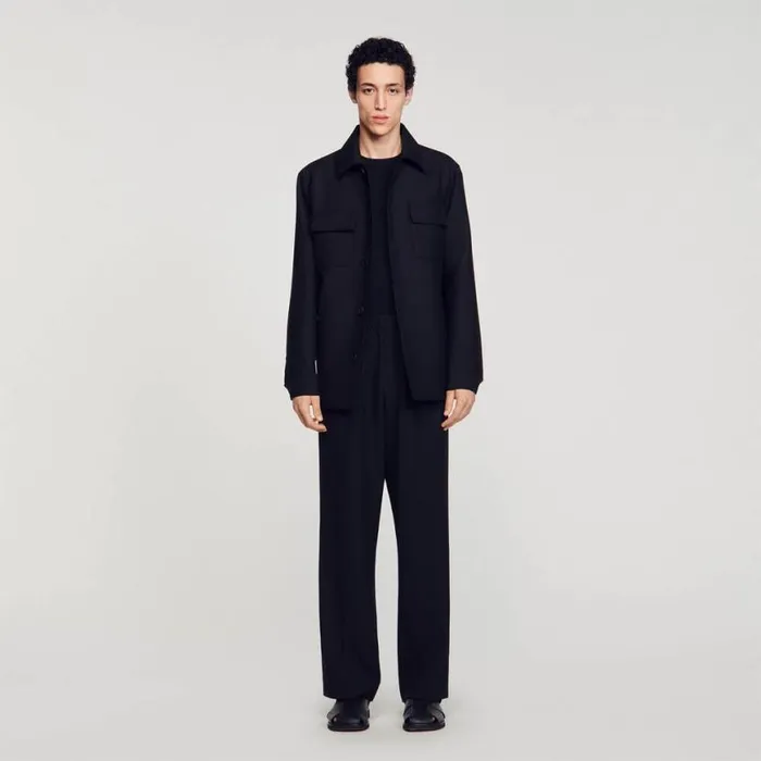 Men Jackets SANDRO Buttoned Overshirt Black