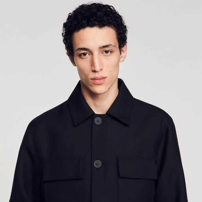 Men Jackets SANDRO Buttoned Overshirt Black