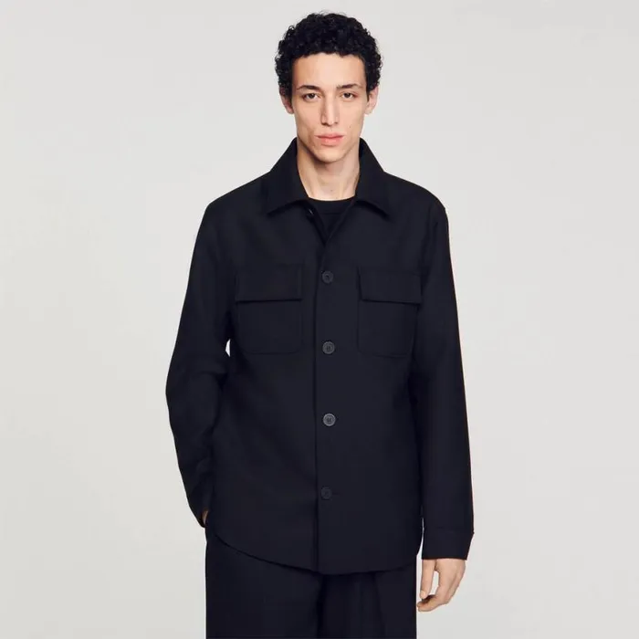 Men Jackets SANDRO Buttoned Overshirt Black