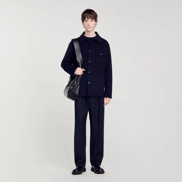 Men Jackets SANDRO Doublefaced Overshirt Navy Blue