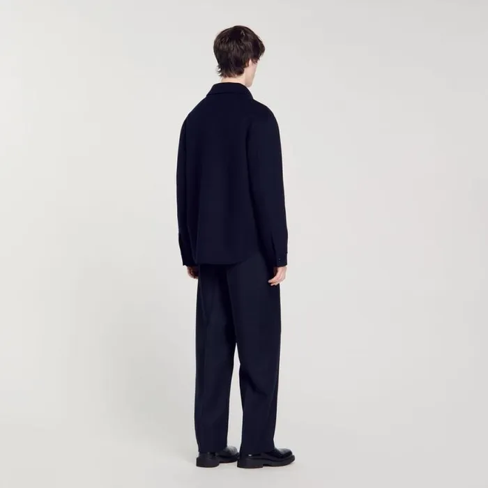 Men Jackets SANDRO Doublefaced Overshirt Navy Blue Men Jackets SANDRO Doublefaced Overshirt Navy Blue