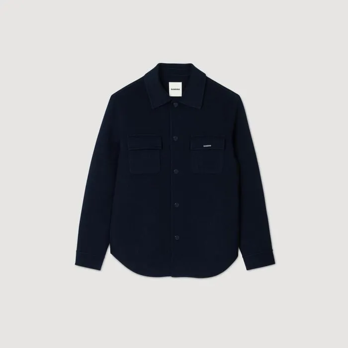 Men Jackets SANDRO Doublefaced Overshirt Navy Blue Men Jackets SANDRO Doublefaced Overshirt Navy Blue