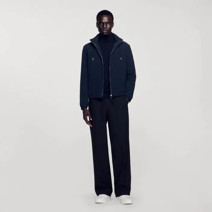 Men Jackets SANDRO Technical Fabric Jacket Navy Blue