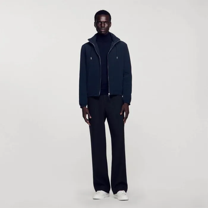 Men Jackets SANDRO Technical Fabric Jacket Navy Blue