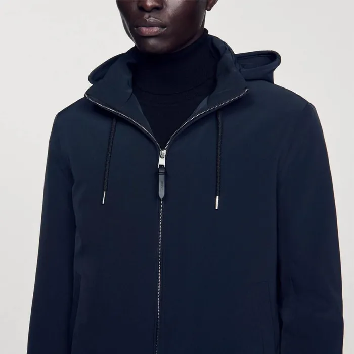 Men Jackets SANDRO Technical Fabric Jacket Navy Blue