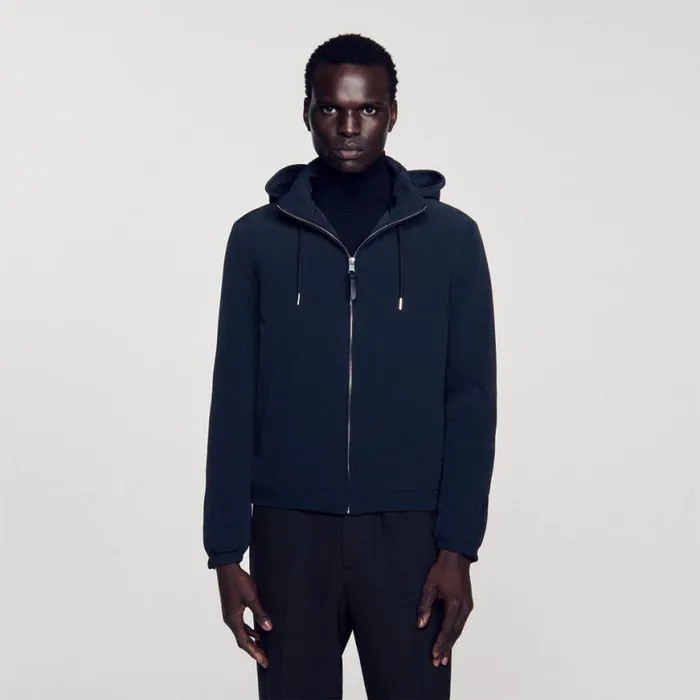Men Jackets SANDRO Technical Fabric Jacket Navy Blue
