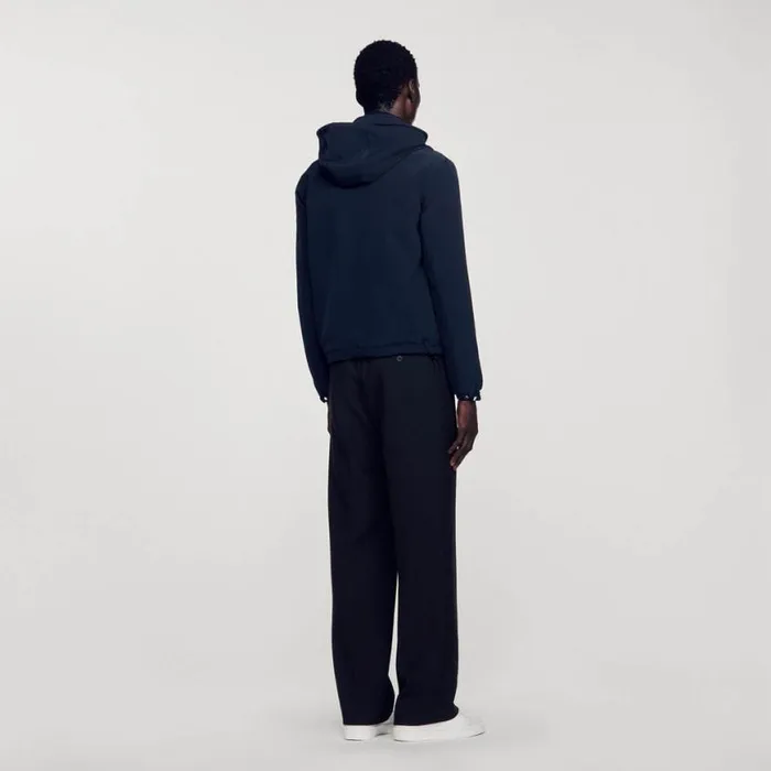 Men Jackets SANDRO Technical Fabric Jacket Navy Blue