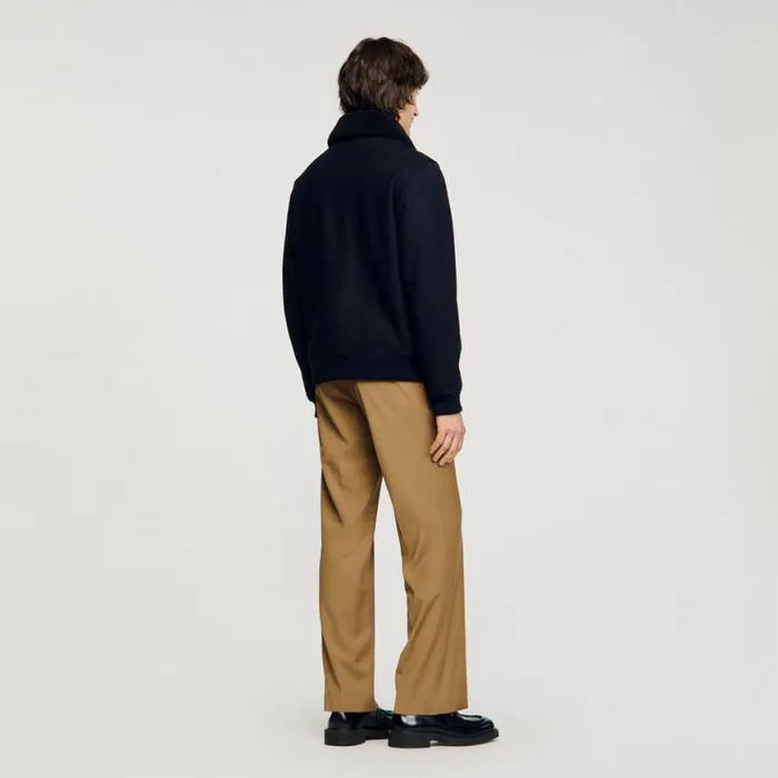 Men Jackets SANDRO Wool Aviator Jacket Navy Blue