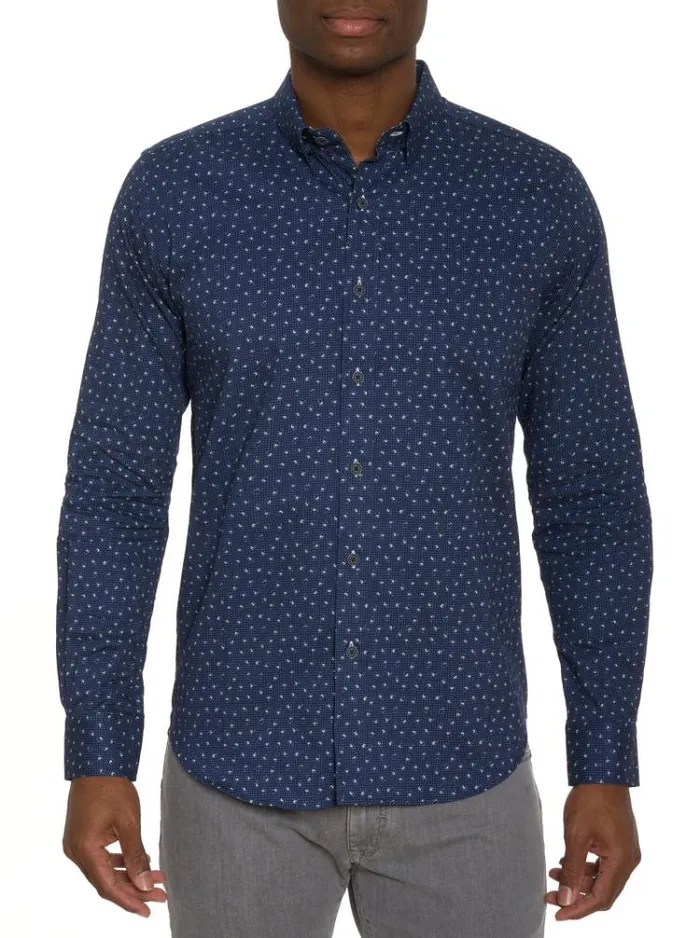 Men JILANI LONG SLEEVE BUTTON DOWN SHIRT Navy Robert Graham Button Down Shirts