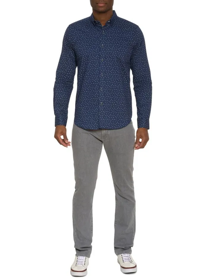Men JILANI LONG SLEEVE BUTTON DOWN SHIRT Navy Robert Graham Button Down Shirts