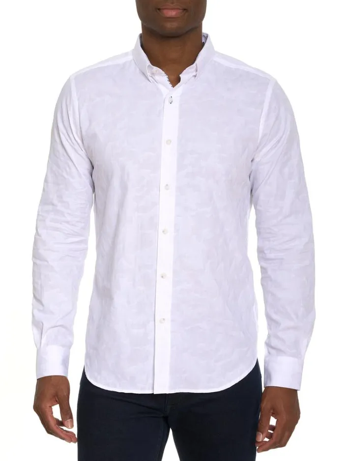 Men KAMAL LONG SLEEVE BUTTON DOWN SHIRT White Robert Graham Button Down Shirts