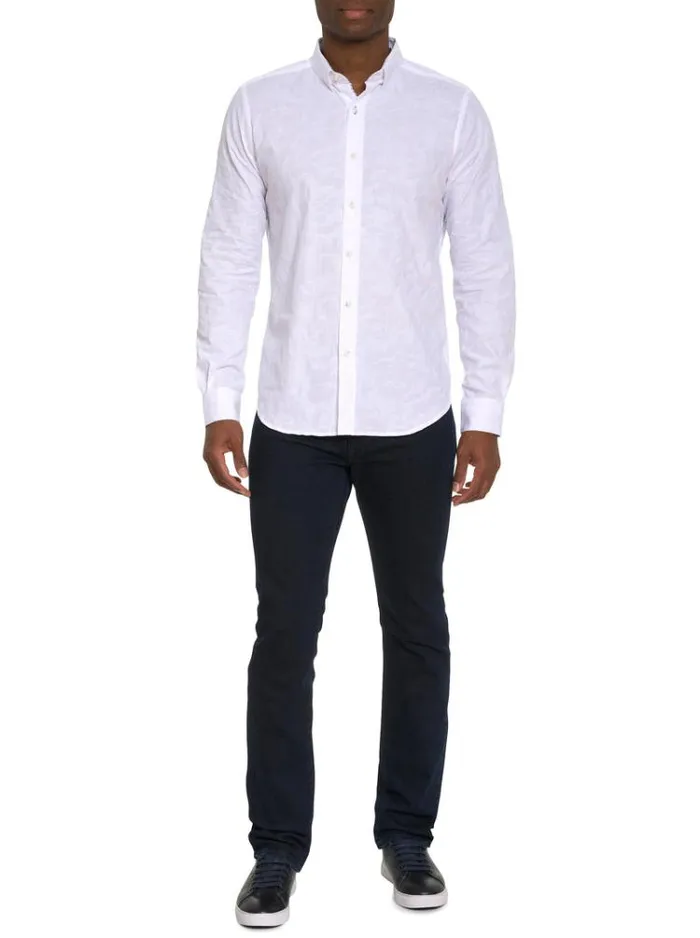 Men KAMAL LONG SLEEVE BUTTON DOWN SHIRT White Robert Graham Button Down Shirts