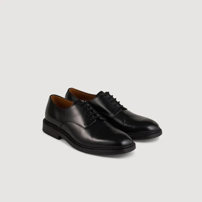 Men Loafers and Dress Shoes SANDRO Patent Leather Derbies Black
