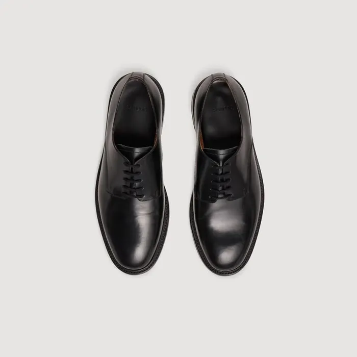 Men Loafers and Dress Shoes SANDRO Patent Leather Derbies Black