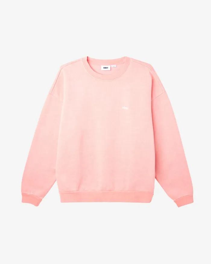 Men LOWERCASE PIGMENT CREWNECK Pigment Shell Pink OBEY Clothing SWEATSHIRTS