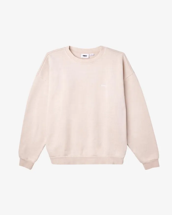 Men LOWERCASE PIGMENT CREWNECK Pigment Shell Pink OBEY Clothing SWEATSHIRTS