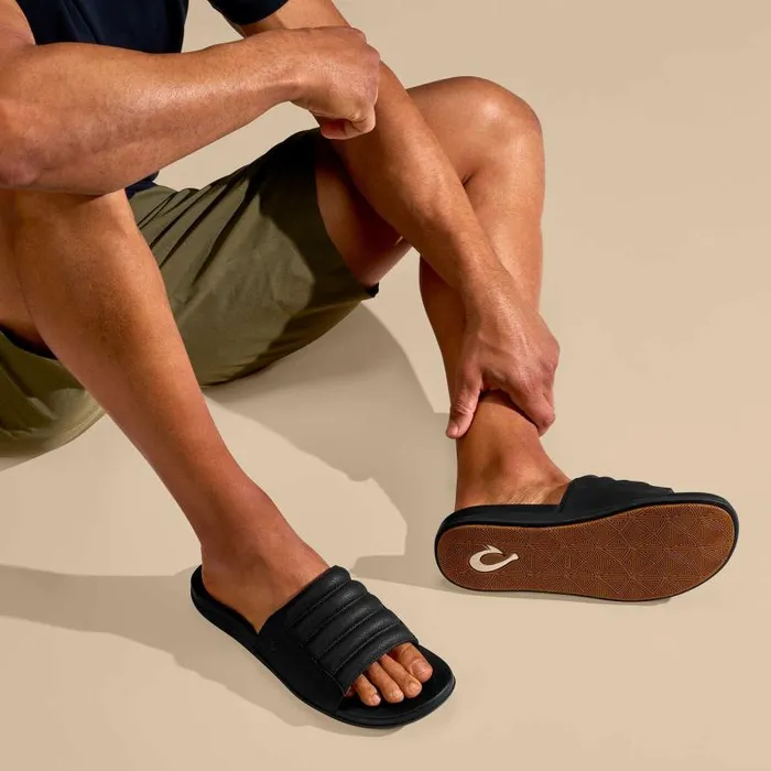 Men Maha 039Olu Mens Comfortable Slide Sandals Black Olukai Slides Men Maha 039Olu Mens Comfortable Slide Sandals Black Olukai Slides