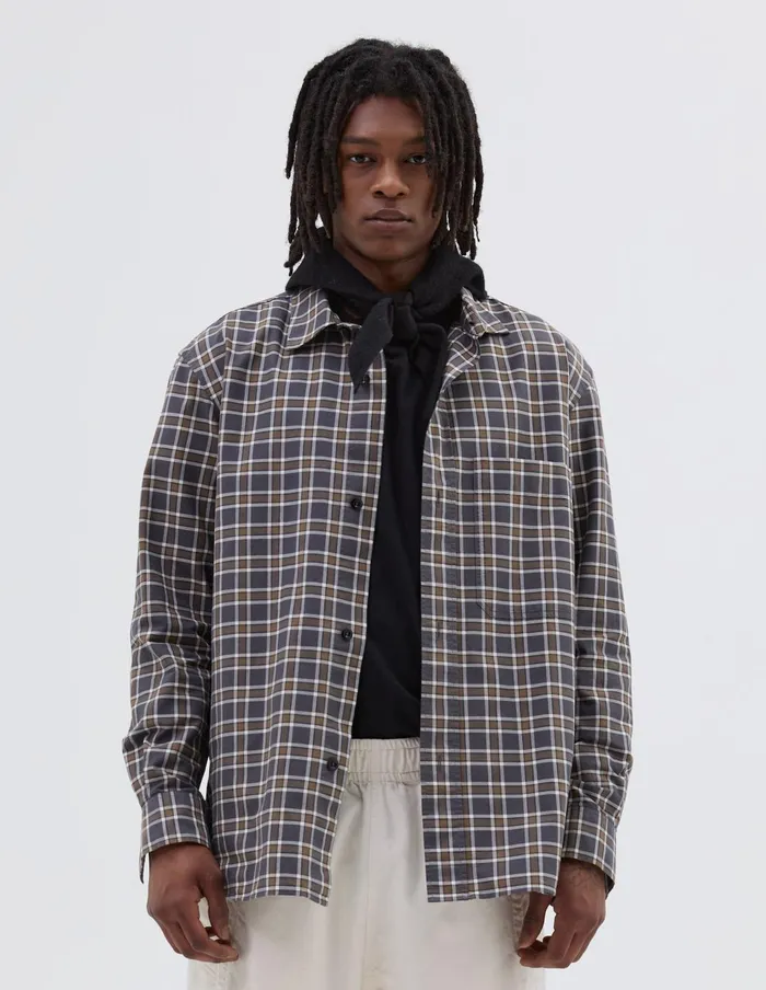 Men Mhl Basic Shirt Slate Moss Margaret Howell Shirts