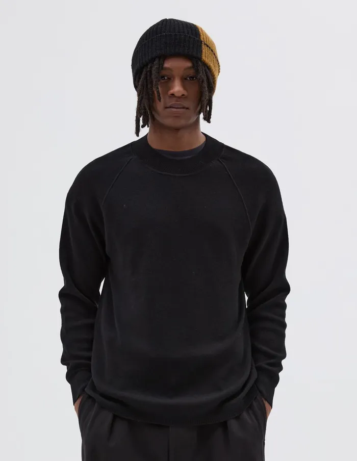 Men Mhl Wide Neck Sweatshirt Black Margaret Howell Knitwear
