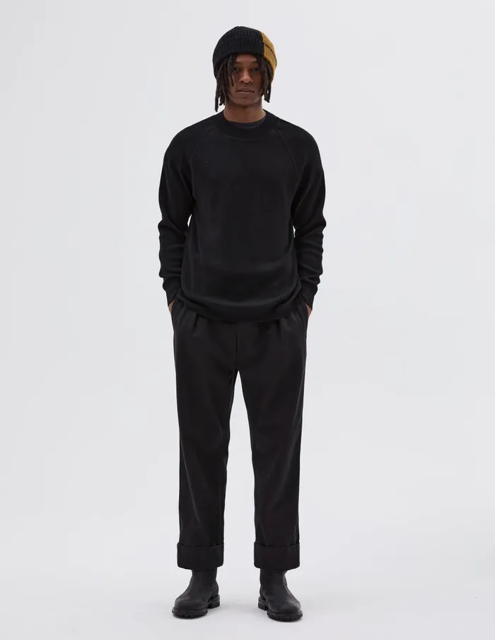 Men Mhl Wide Neck Sweatshirt Black Margaret Howell Knitwear