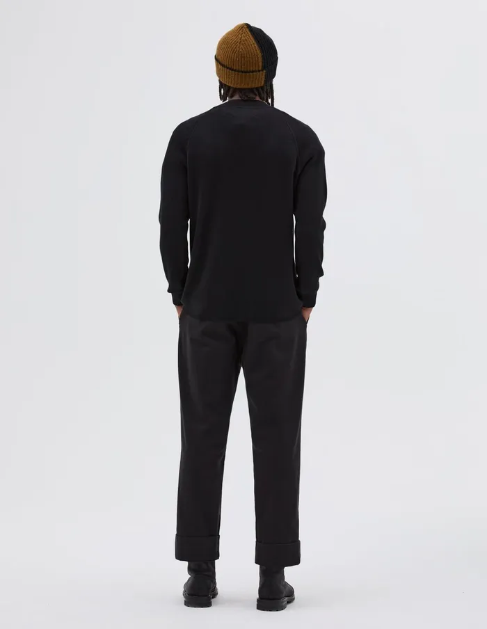 Men Mhl Wide Neck Sweatshirt Black Margaret Howell Knitwear