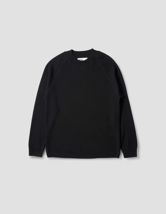 Men Mhl Wide Neck Sweatshirt Black Margaret Howell Knitwear
