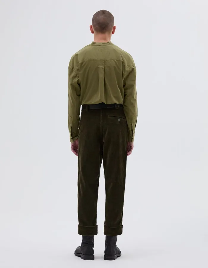 Men Mhl Wide Waistband Trouser Dark Olive Margaret Howell Trousers