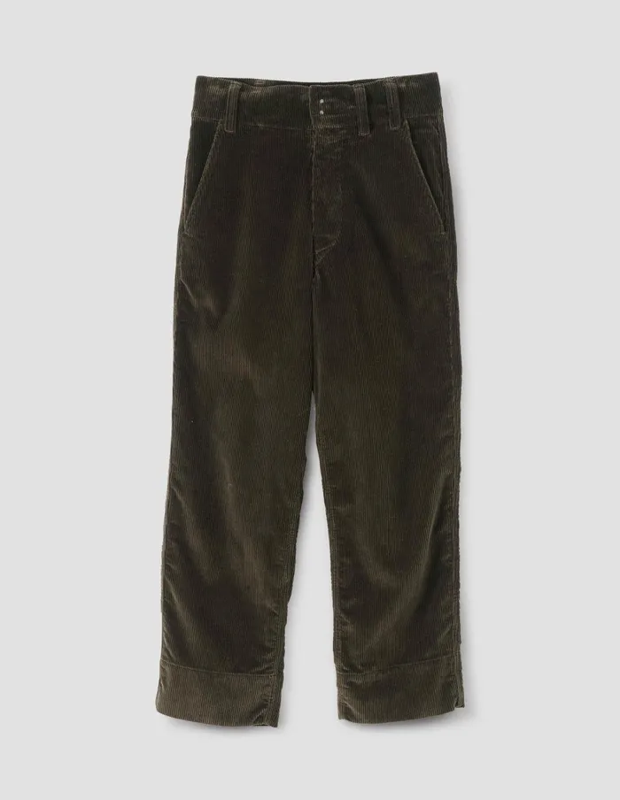Men Mhl Wide Waistband Trouser Dark Olive Margaret Howell Trousers