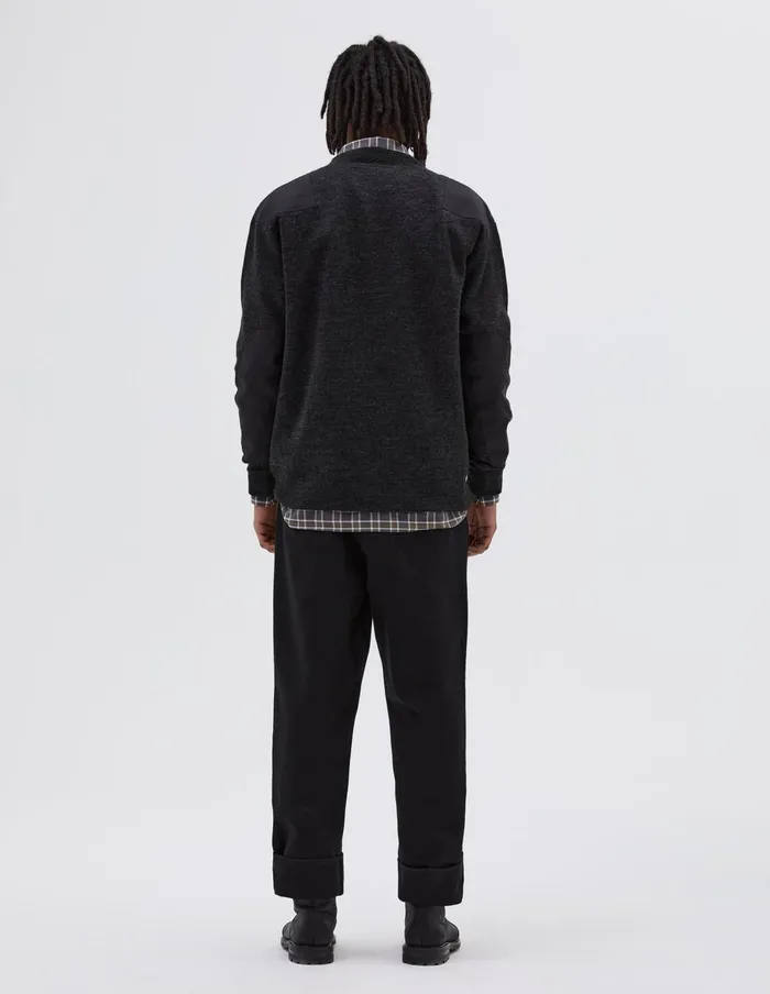 Men Mhl Woven Patch Crew Charcoal Margaret Howell Knitwear