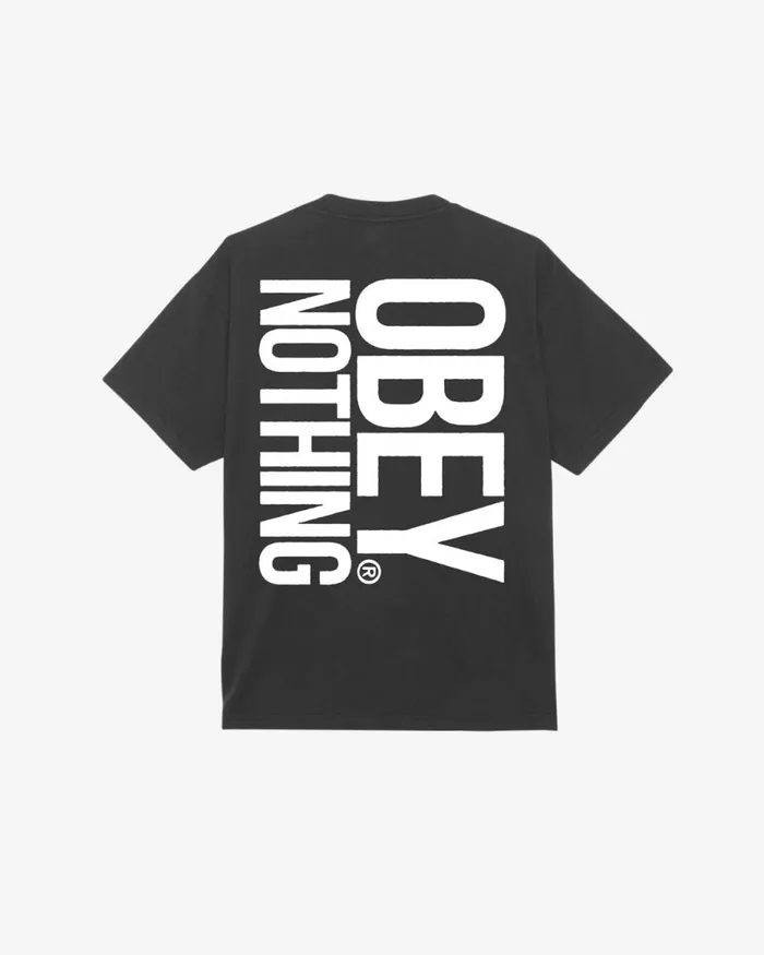 Men NOTHING HEAVYWEIGHT TSHIRT Vintage Black OBEY Clothing TSHIRTS